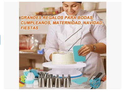 Foto 4 | Set Utensilios Repostería Pastelería Base Giratoria Pastel