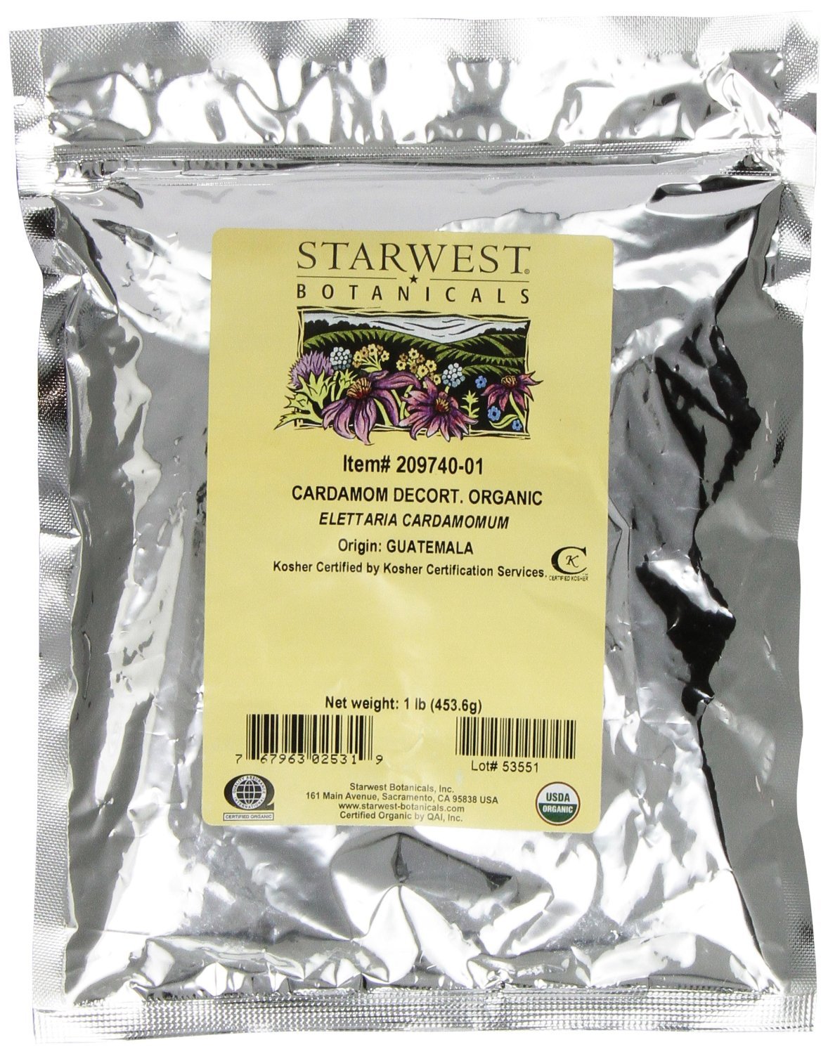 Foto 2 pulgar | Cardamomo Decorticado Orgánico Spice Starwest Botanicals  454 G - Venta Internacional.