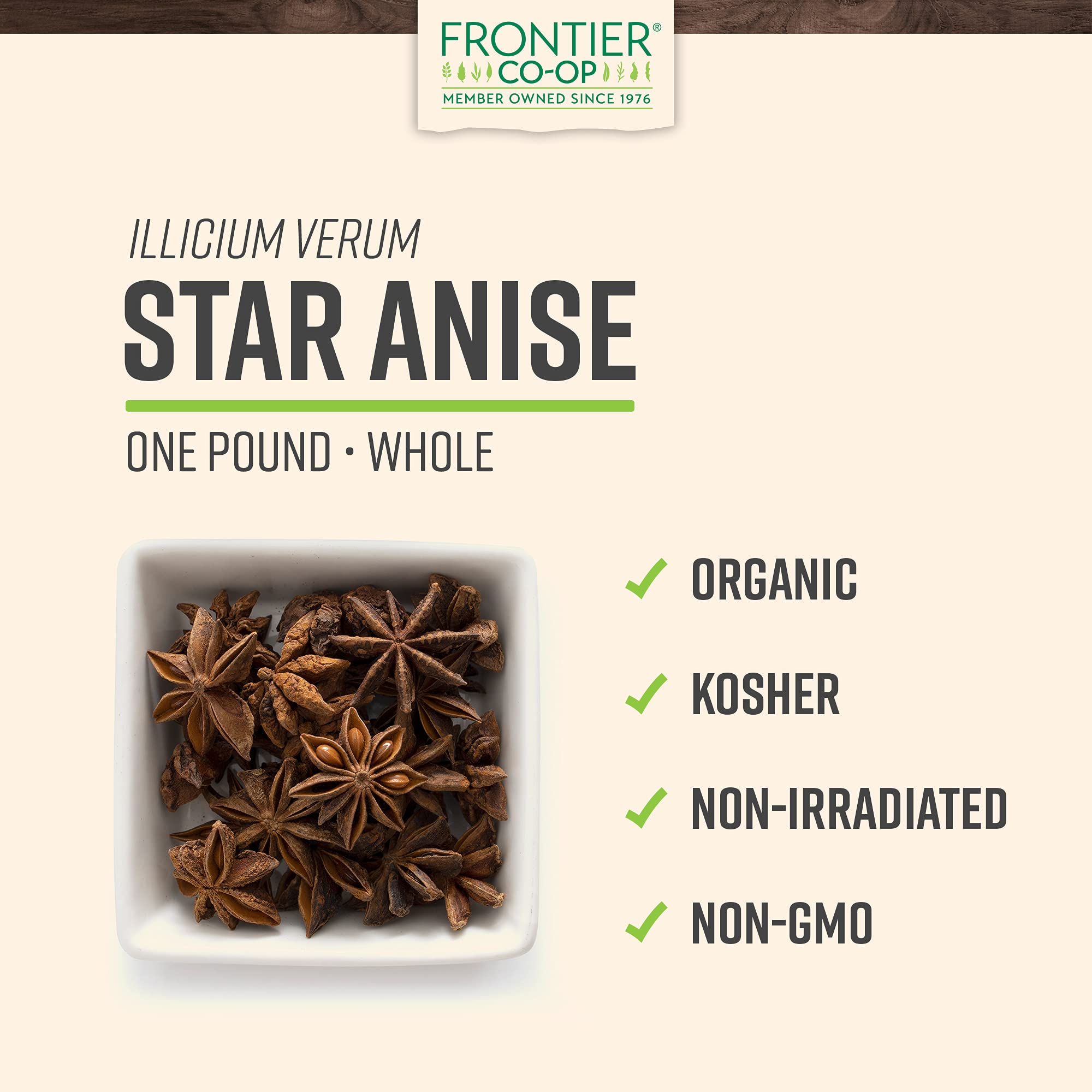 Foto 3 pulgar | Star Anise Frontier Co-op Organic Entero 454 G - Venta Internacional.
