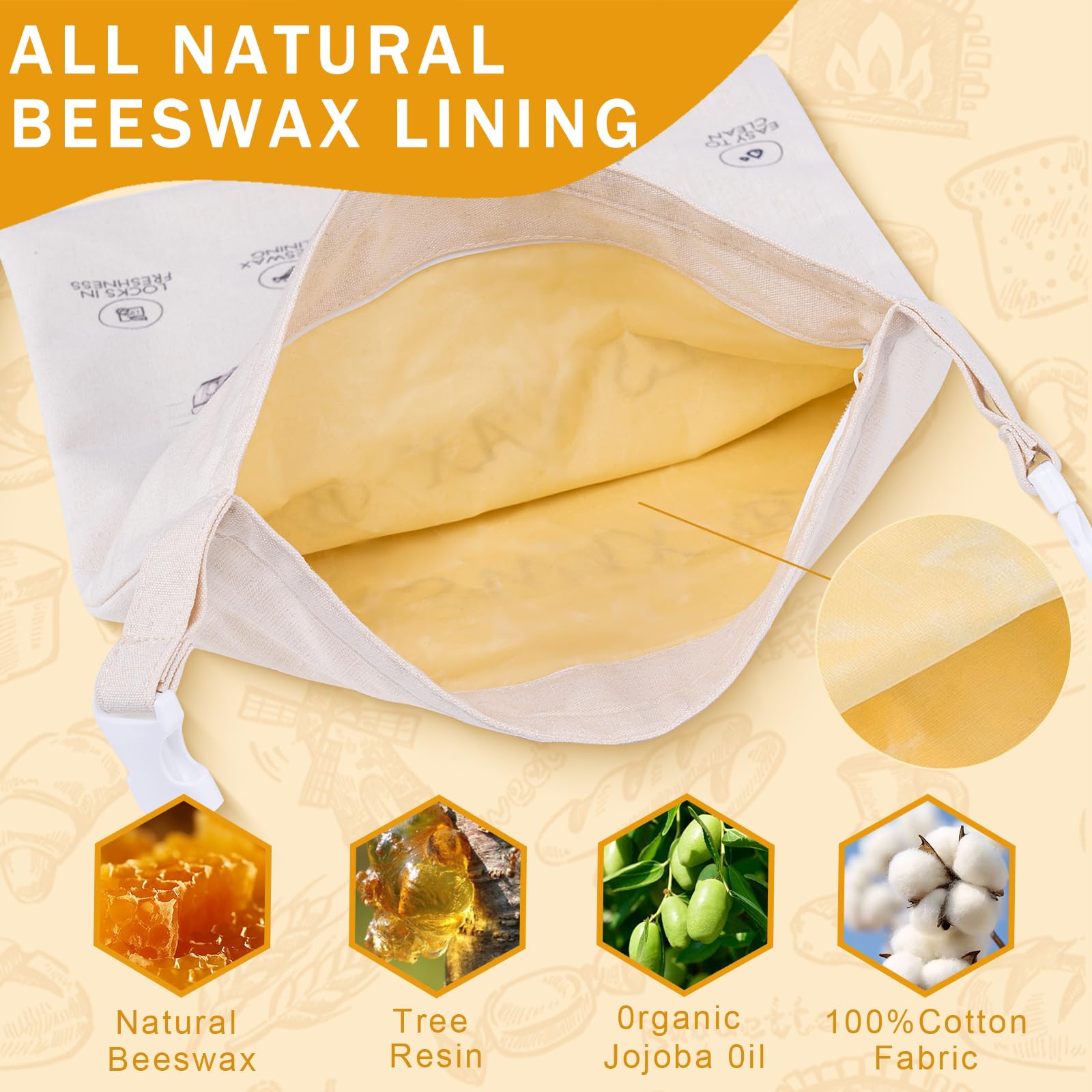 Foto 5 | Bolsas De Pan Reutilizables De Cera De Abejas  Paquete De 2 Unidades  Para Masa Madre Y Productos Caseros - Vent