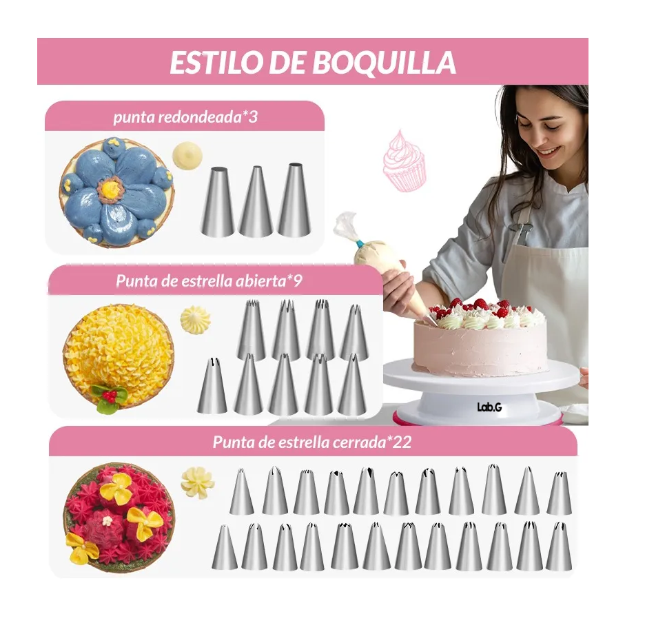 Foto 6 pulgar | Kit De Reposteria Completo Con Espatula Y Base Gira 202 Pzas