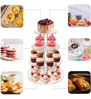 Foto 4 | Soporte para Cupcakes de Postre Acrílico con LED y 4 Niveles