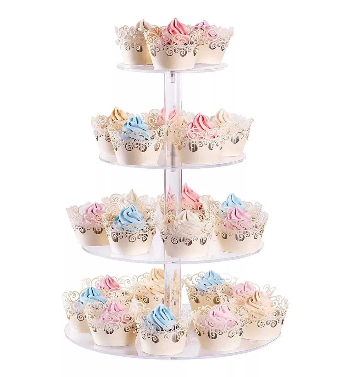 Foto 6 pulgar | Soporte para Cupcakes de Postre Acrílico con LED y 4 Niveles