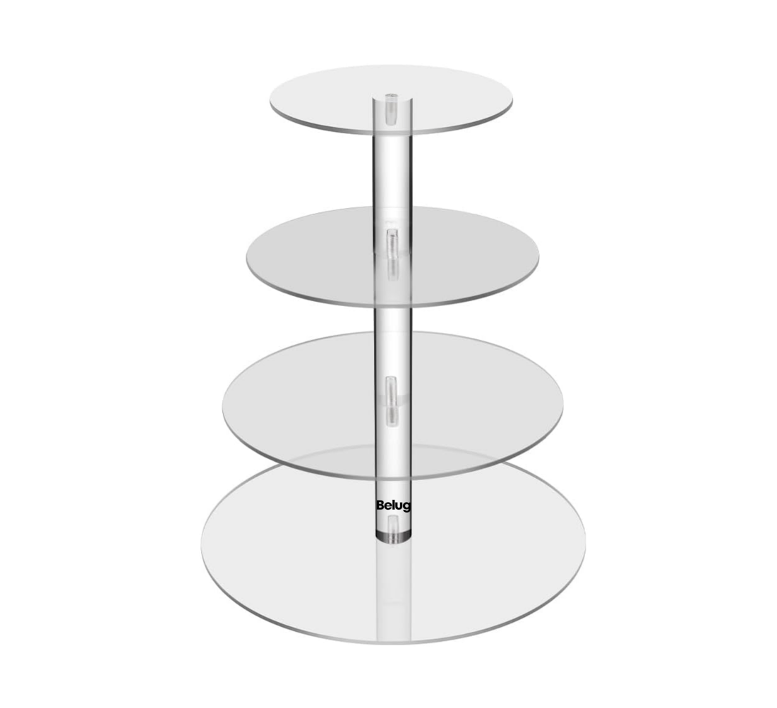 Soporte Para Cupcakes De Postre Belug,  Acrílico 4 Niveles Con Led Redondo Transparente