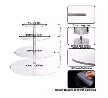 Foto 2 | Soporte Para Cupcakes De Postre Belug, Acrílico 4 Niveles Con Led Redondo Transparente