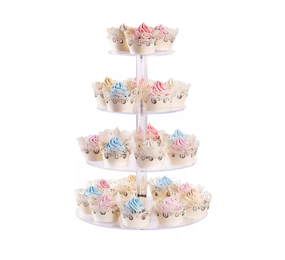 Foto 6 pulgar | Soporte Para Cupcakes De Postre Belug,  Acrílico 4 Niveles Con Led Redondo Transparente