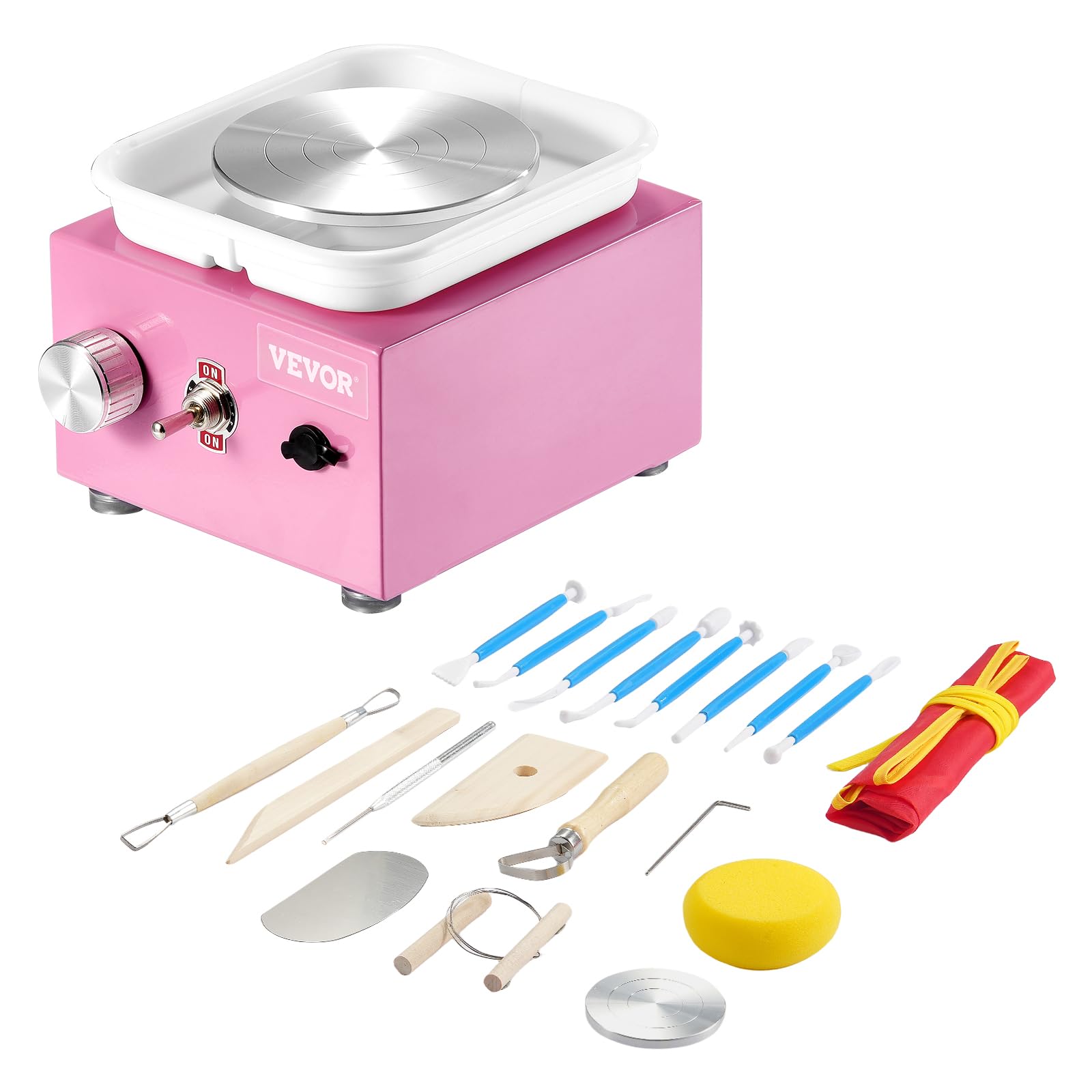 Foto 1 | Llanta Giratoria Vevor Mini De 6,5 Cm/10 Cm, 2 Tocadiscos, Color Rosa Eléctrico - Venta Internacional.
