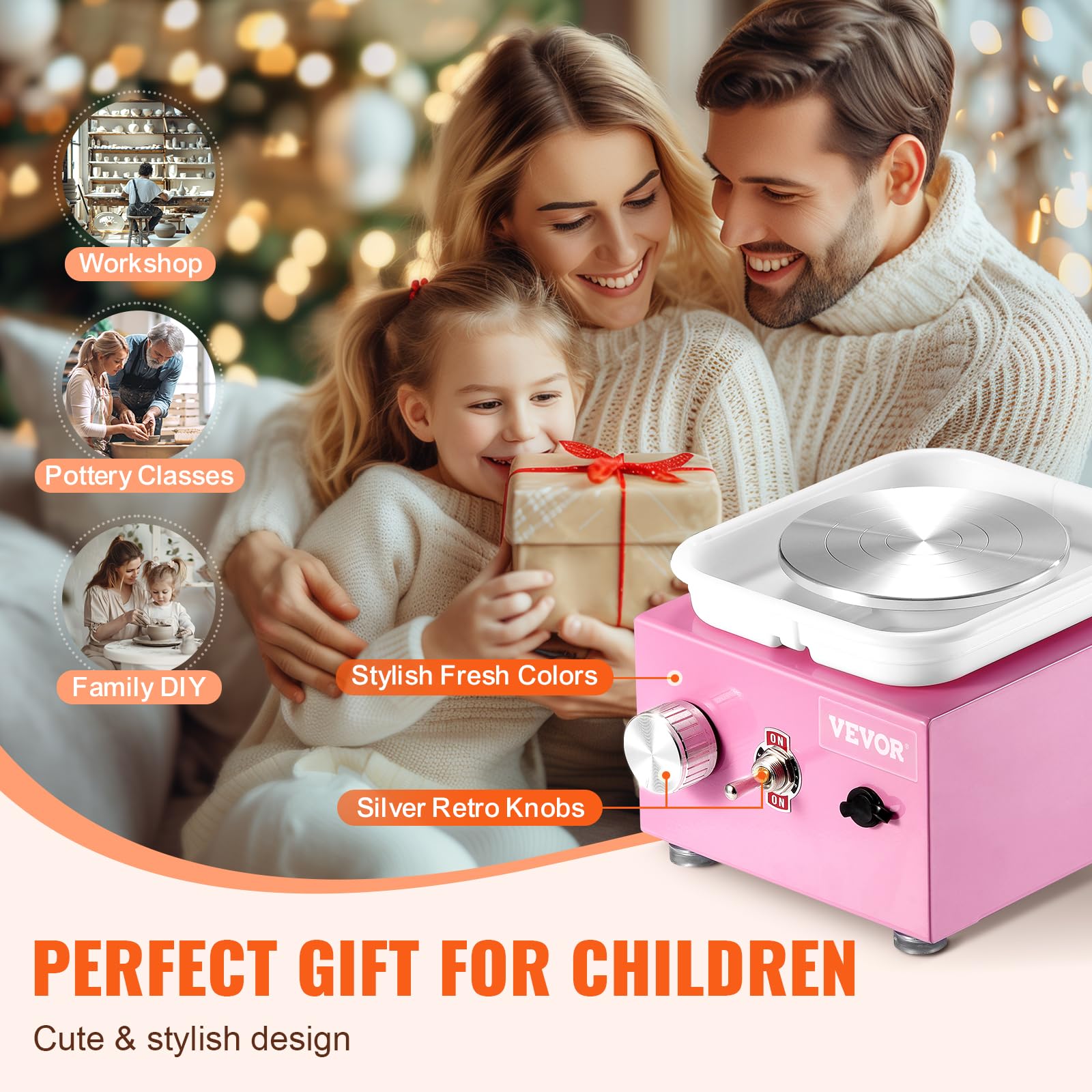 Foto 4 | Llanta Giratoria Vevor Mini De 6,5 Cm/10 Cm, 2 Tocadiscos, Color Rosa Eléctrico - Venta Internacional.