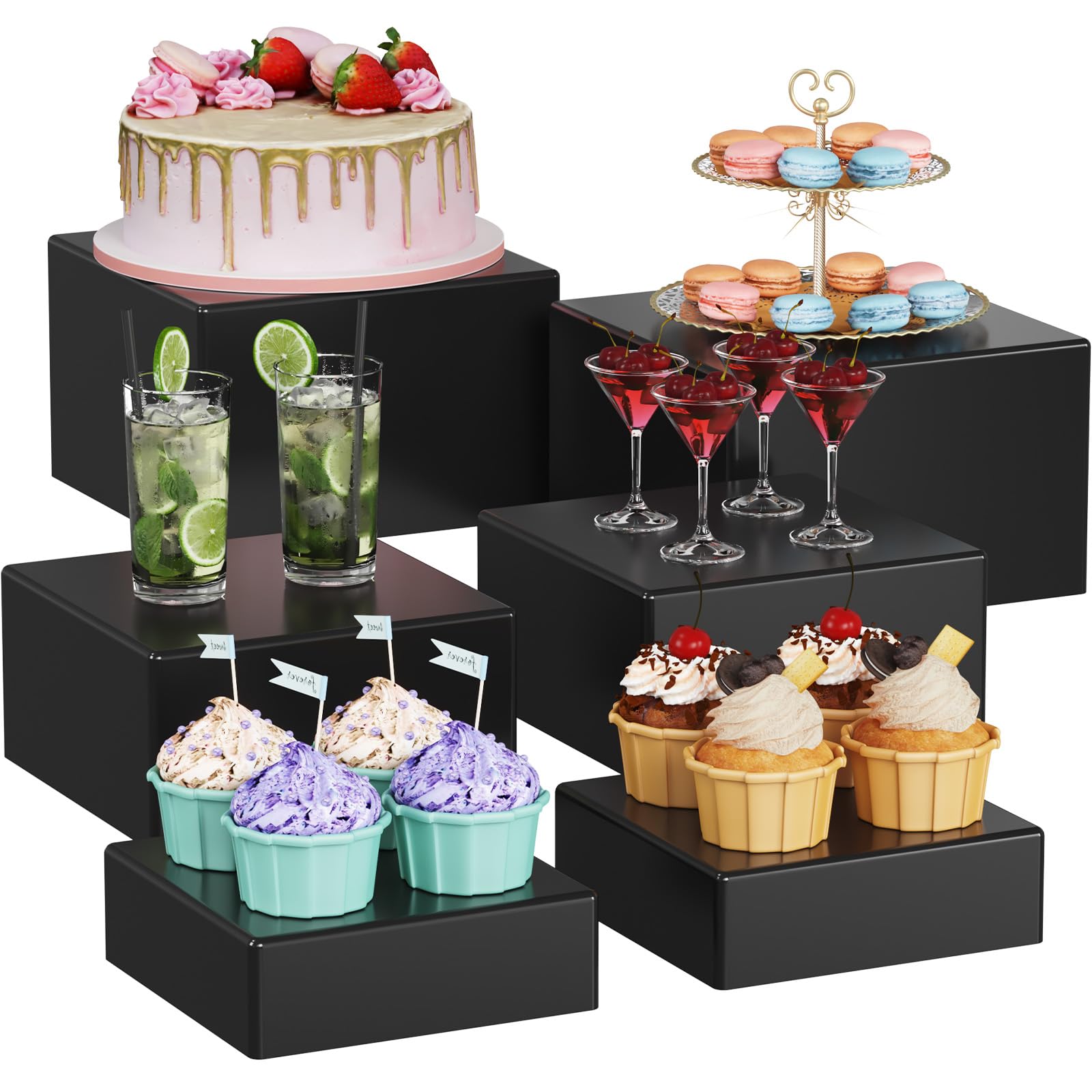 Foto 1 | Elevadores Y Soportes Para Buffet Lifewit, Cajas Cúbicas Negras, 6 Unidades - Venta Internacional.