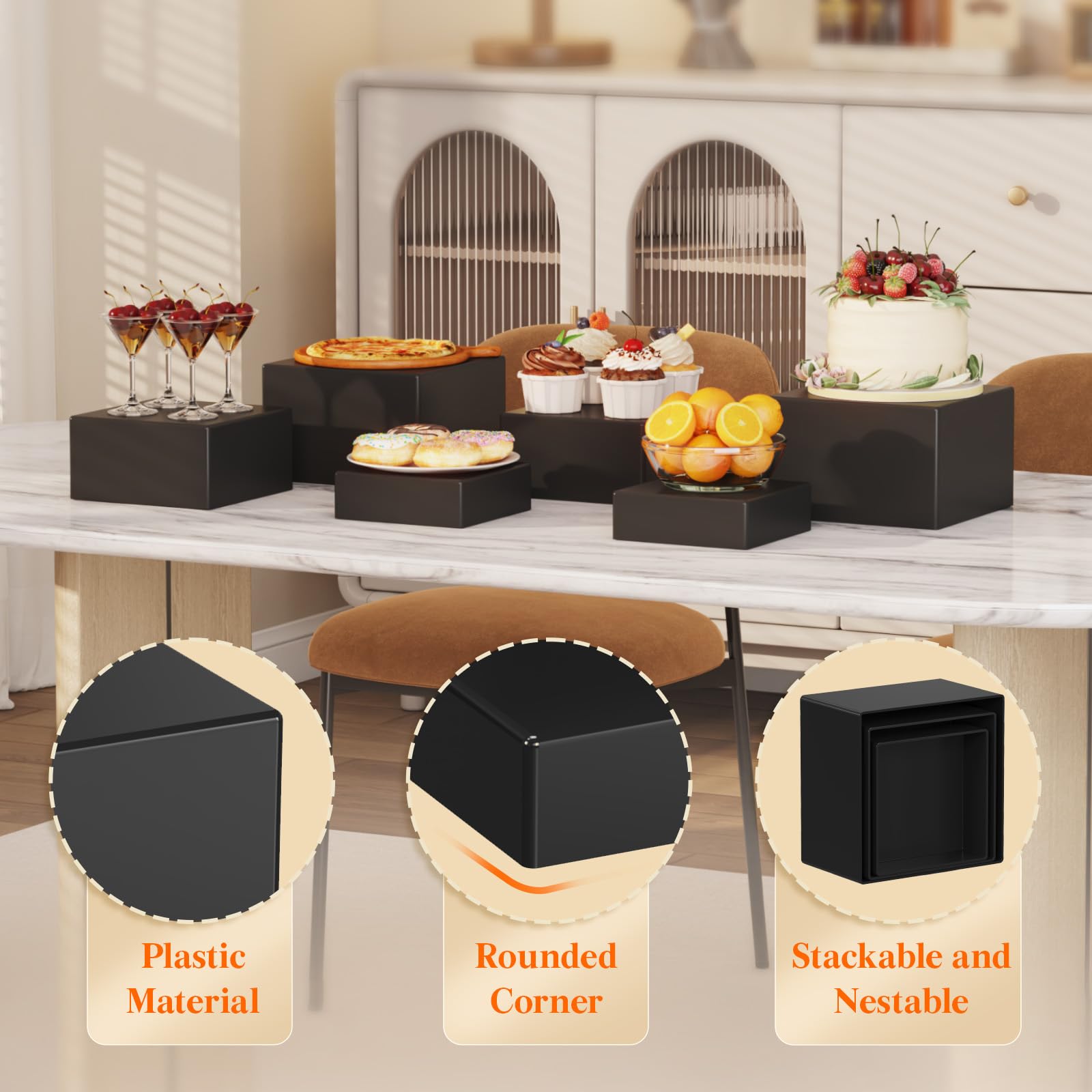 Foto 6 | Elevadores Y Soportes Para Buffet Lifewit, Cajas Cúbicas Negras, 6 Unidades - Venta Internacional.