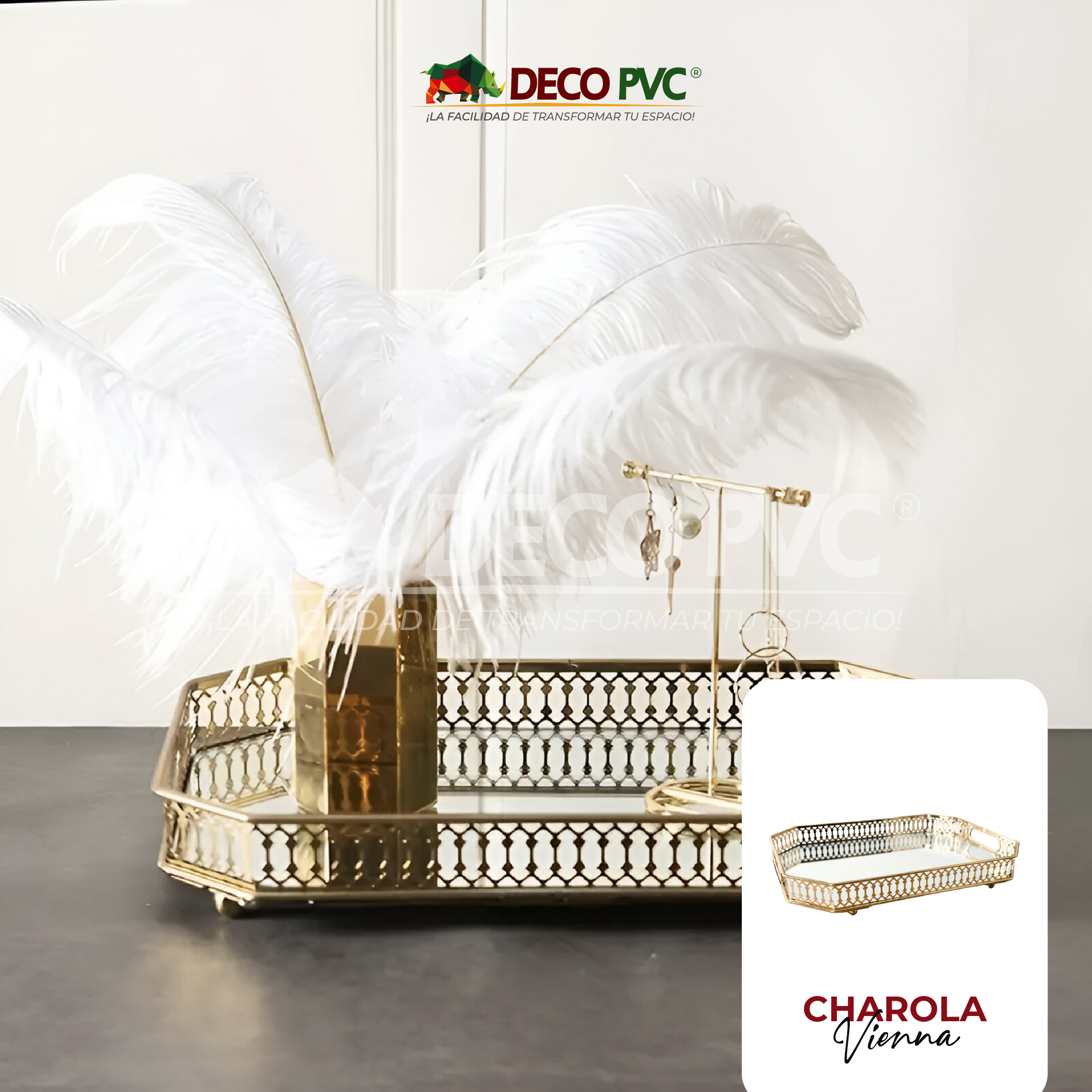 Foto 1 | Charola Decorativa Dorada Con Espejo Decoluxe Bandeja Vienna