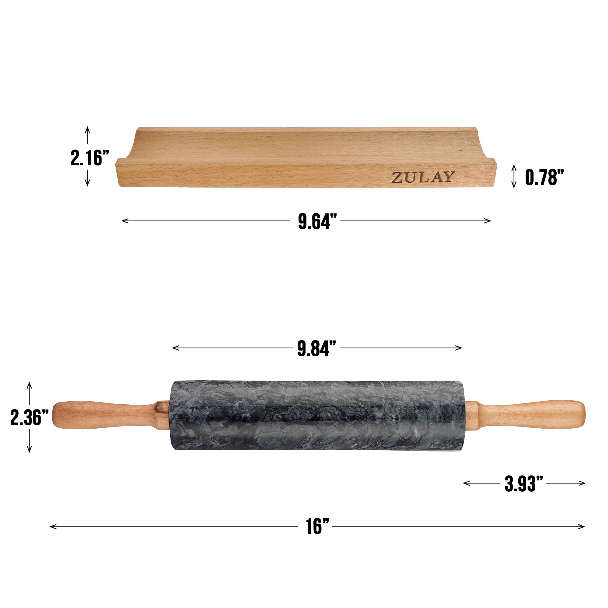 Foto 5 | Rodillo Zulay Kitchen Mármol de 43 Cm con Soporte de Mármol Pulido - Venta Internacional