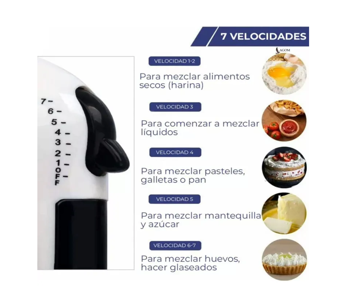 Foto 4 pulgar | Batidora de Mano Eléctrico 7 Velocidades  Eo Safe Imports Esi-20334 Blanca