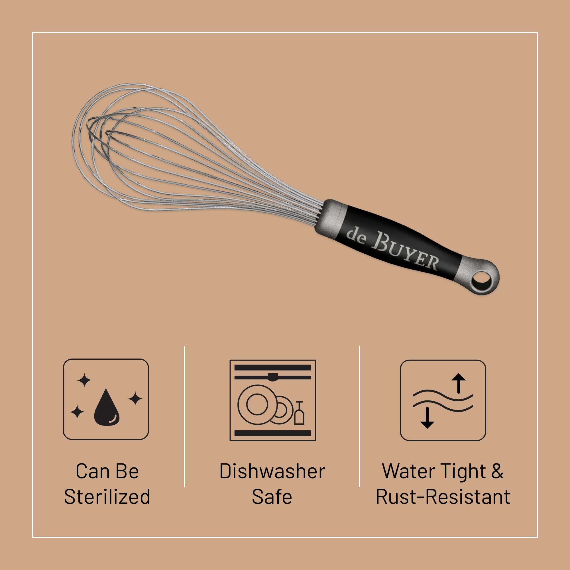 Foto 3 | Whisk De Buyer Goma Universal 25 Cm De Acero Inoxidable - Venta Internacional.