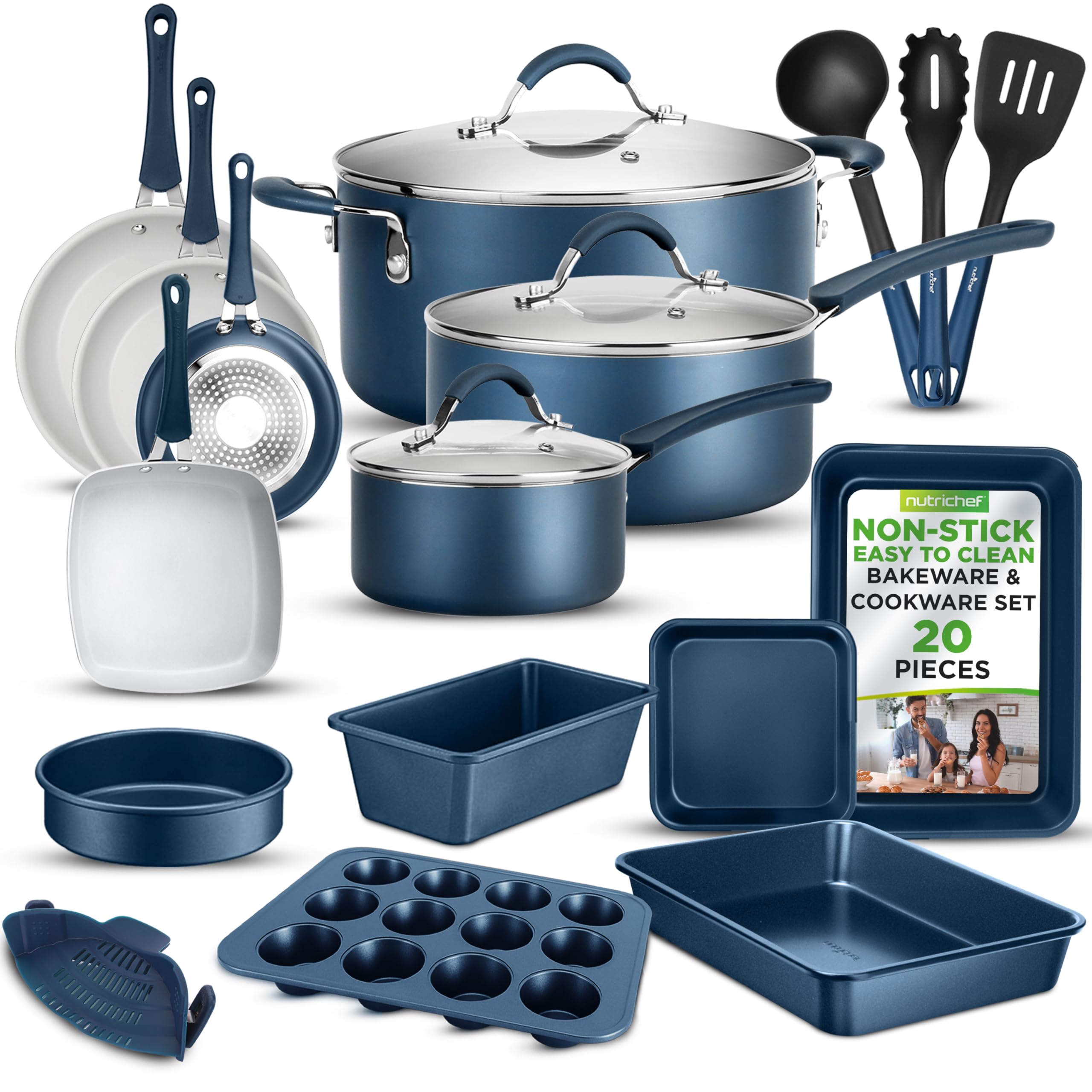 Foto 2 pulgar | Juego De Cocina Nutrichef Professional Azul Marino, 20 Piezas Con Utensilios Para Hornear - Venta Internacional.