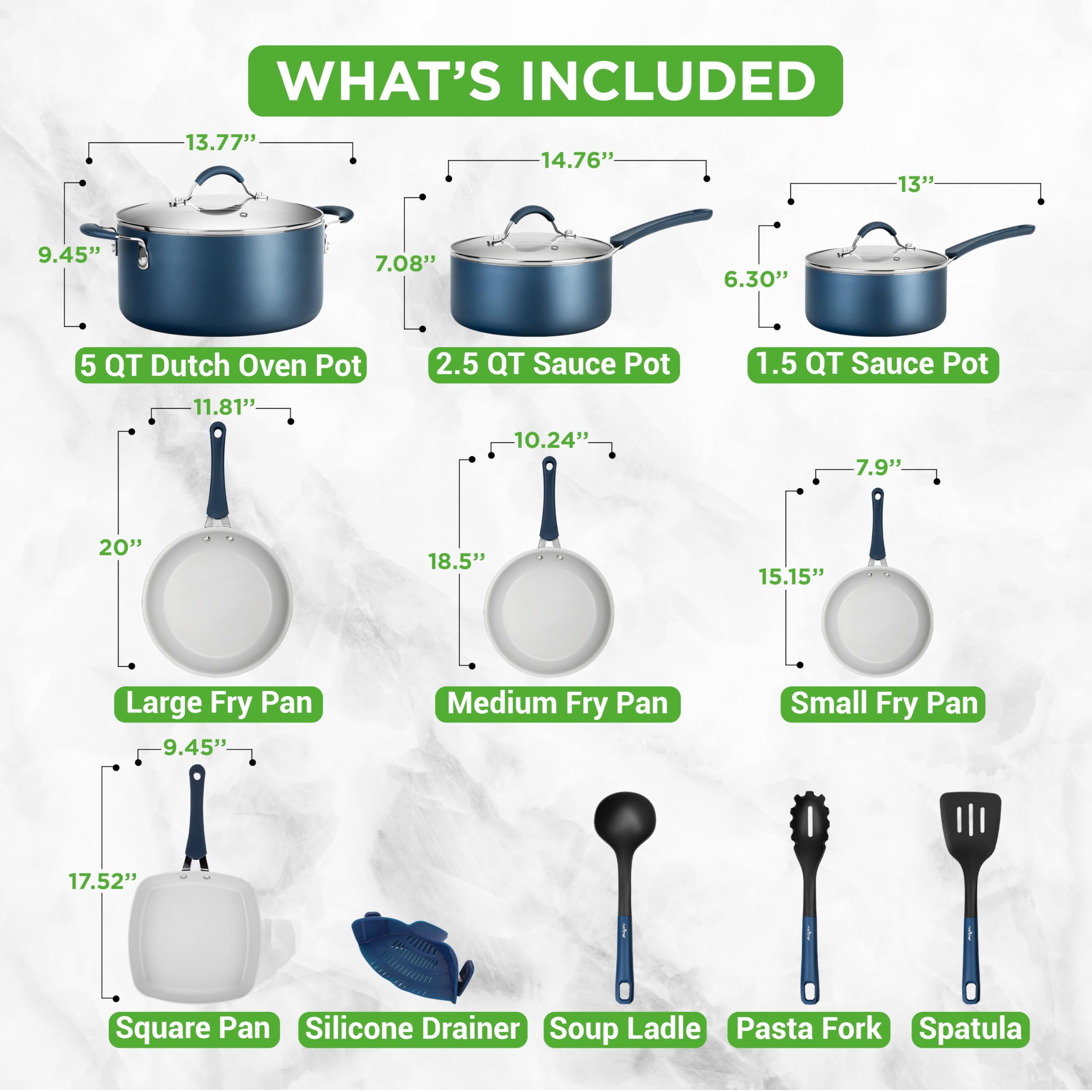 Foto 4 pulgar | Juego De Cocina Nutrichef Professional Azul Marino, 20 Piezas Con Utensilios Para Hornear - Venta Internacional.