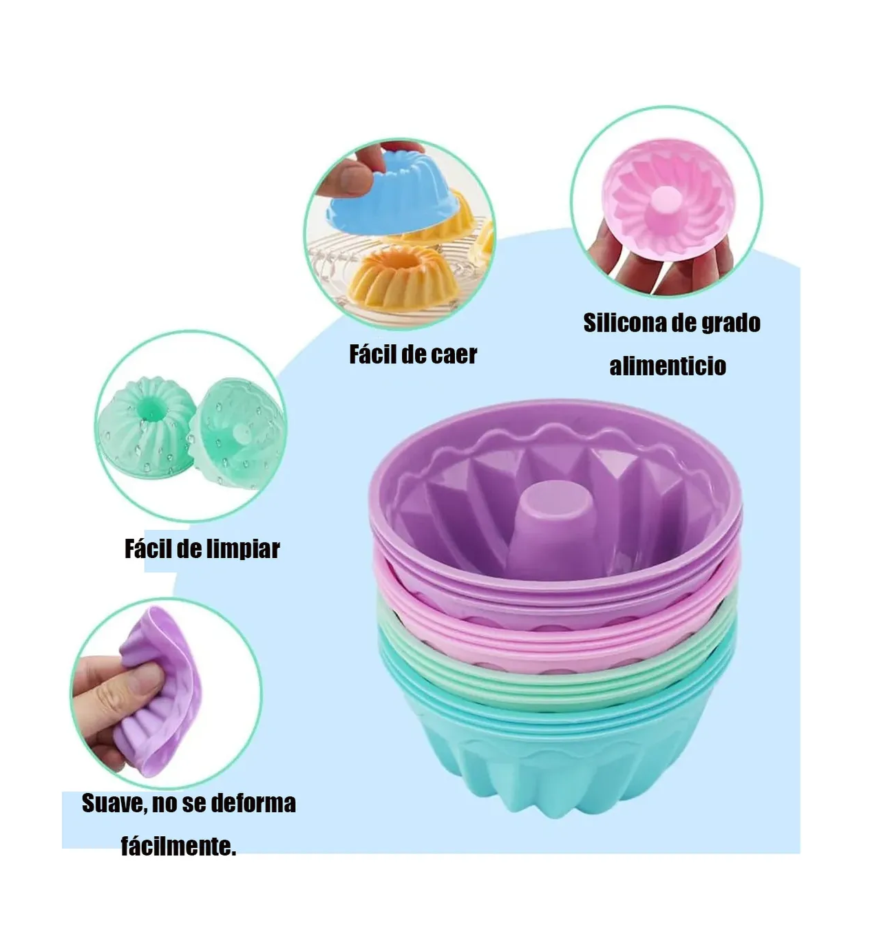Foto 4 pulgar | 24 Pcs Molde Rosca Silicona Capacillo Gelatina Repostería Multicolor