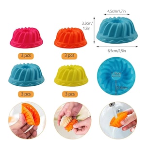 Foto 4 | 24 Pcs Molde Rosca Silicona Capacillo Gelatina Repostería Multicolor