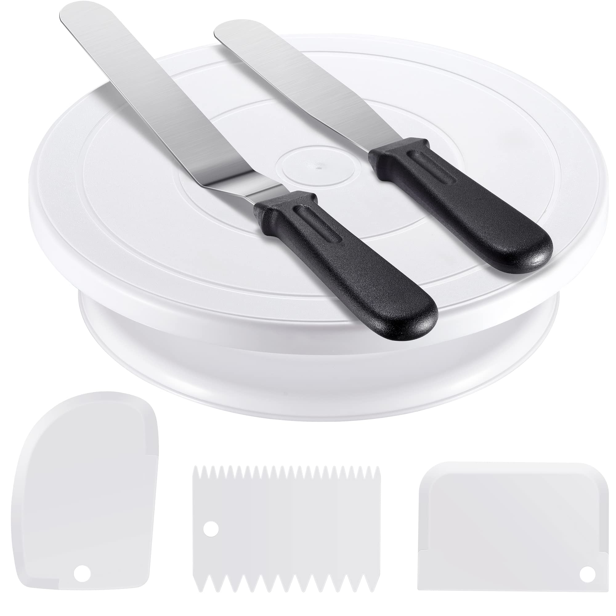 Foto 2 pulgar | Kit De Decoración De Tartas Kootek  Plato Giratorio Para Tartas Con Espátula  Color Blanco - Venta Internacional.