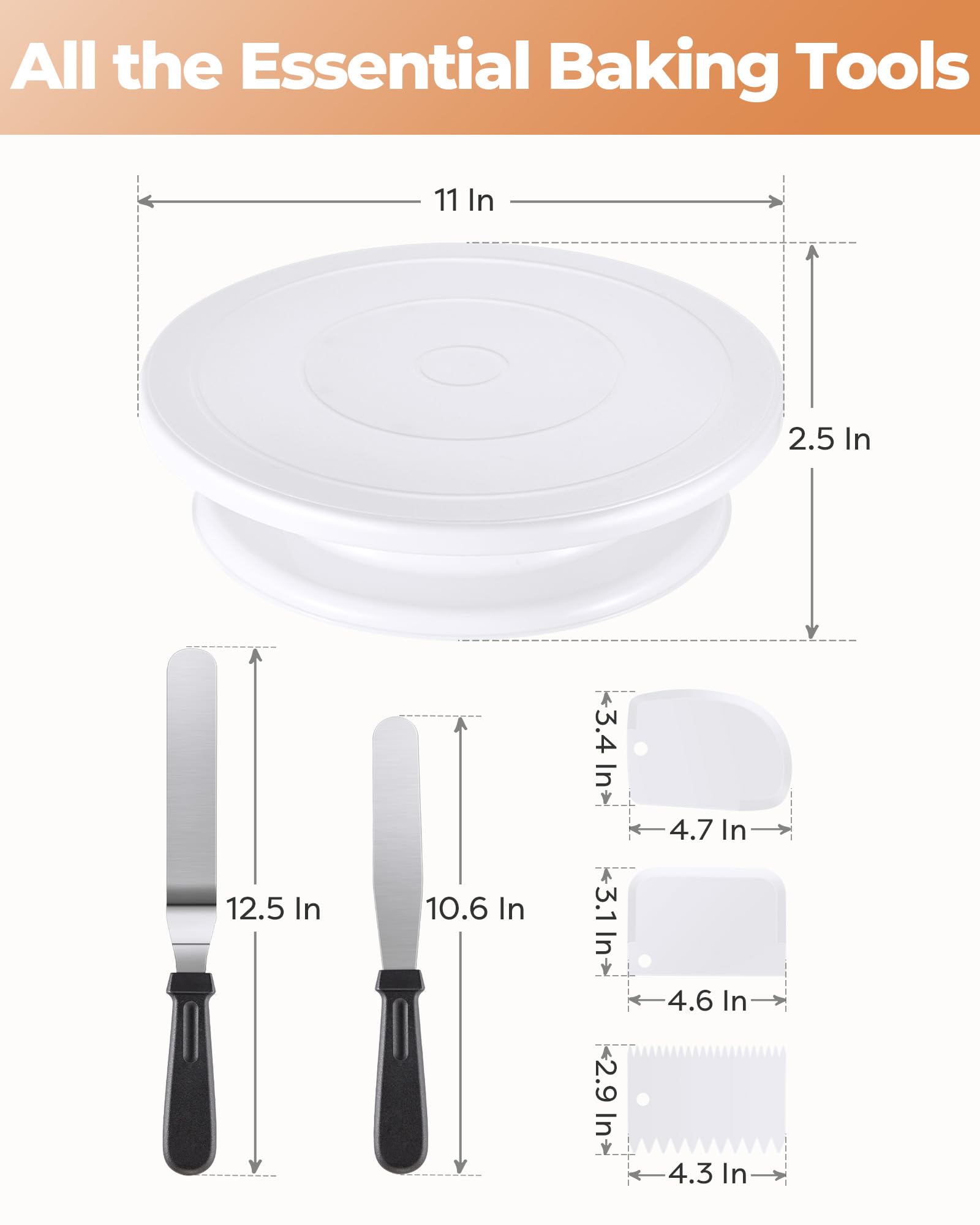 Foto 8 pulgar | Kit De Decoración De Tartas Kootek  Plato Giratorio Para Tartas Con Espátula  Color Blanco - Venta Internacional.