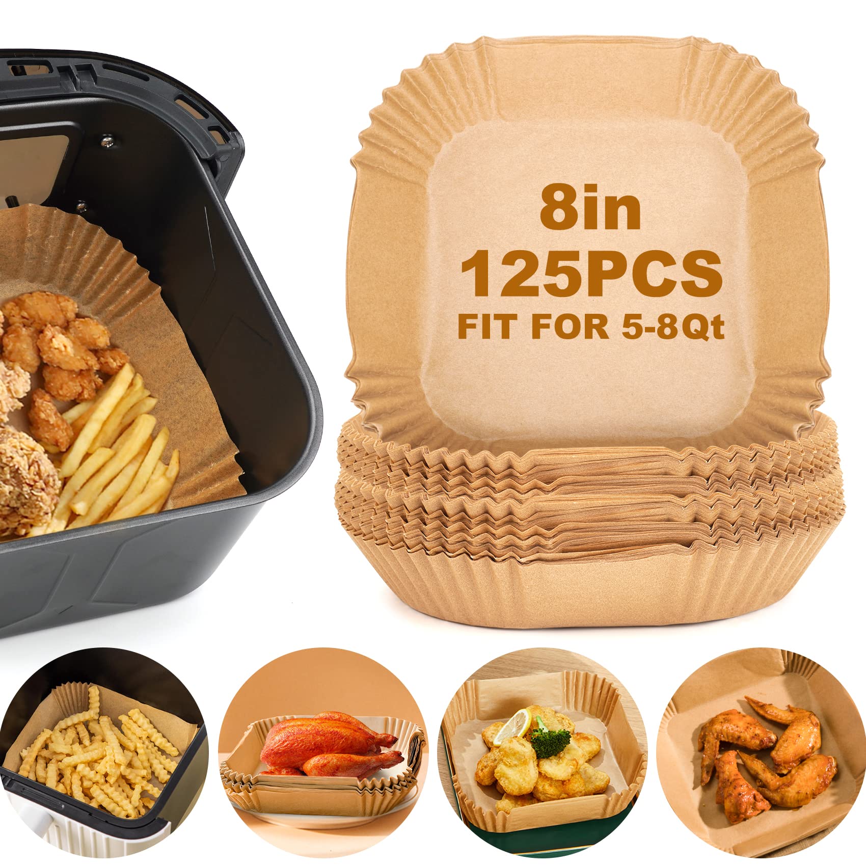 Forros De Papel Air Fryer Vailnd 125 Unidades De Papel Pergamino De 20 Cm - Venta Internacional.