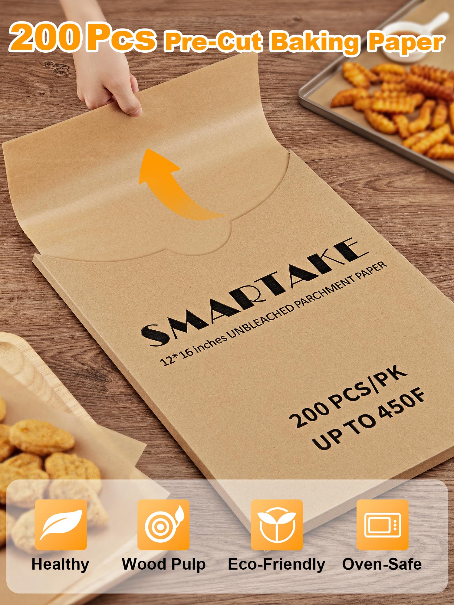 Foto 4 | Bandejas Para Hornear De Papel Pergamino Smartake, 200 Unidades, 30 X 40 Cm - Venta Internacional.