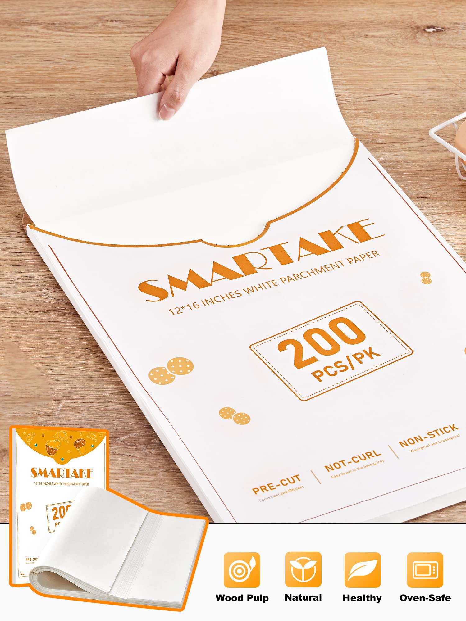 Foto 3 | Bandejas Para Hornear De Papel Pergamino Smartake, 200 Unidades, 30 X 40 Cm, Color Blanco - Venta Internacional.