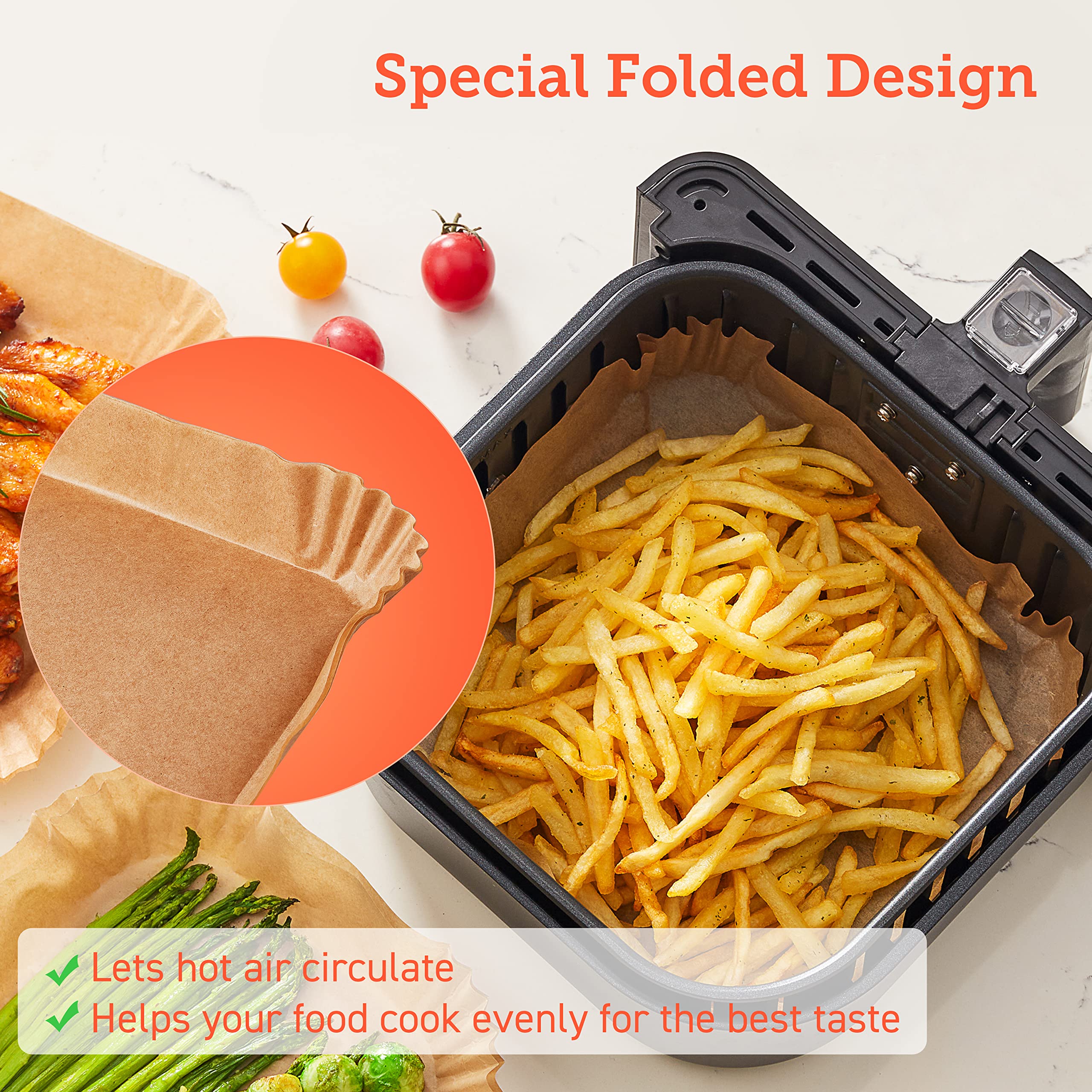 Foto 8 pulgar | Papel Desechable Cuadrado Air Fryer Liners Cosori 100 Unidades - Venta Internacional