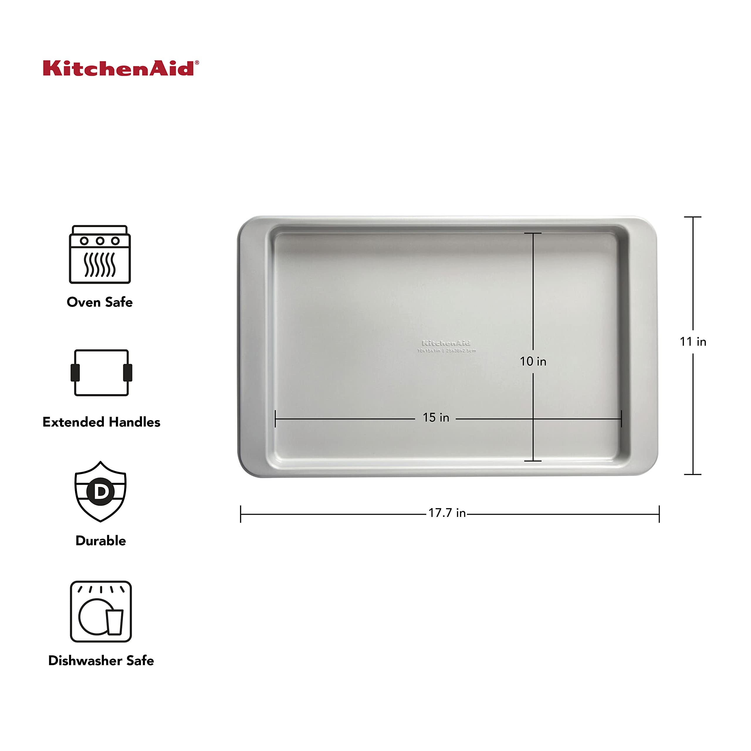 Foto 4 pulgar | Bandeja Para Hornear Kitchenaid Antiadherente De Acero Aluminizado De 25 X 38 Cm - Venta Internacional.
