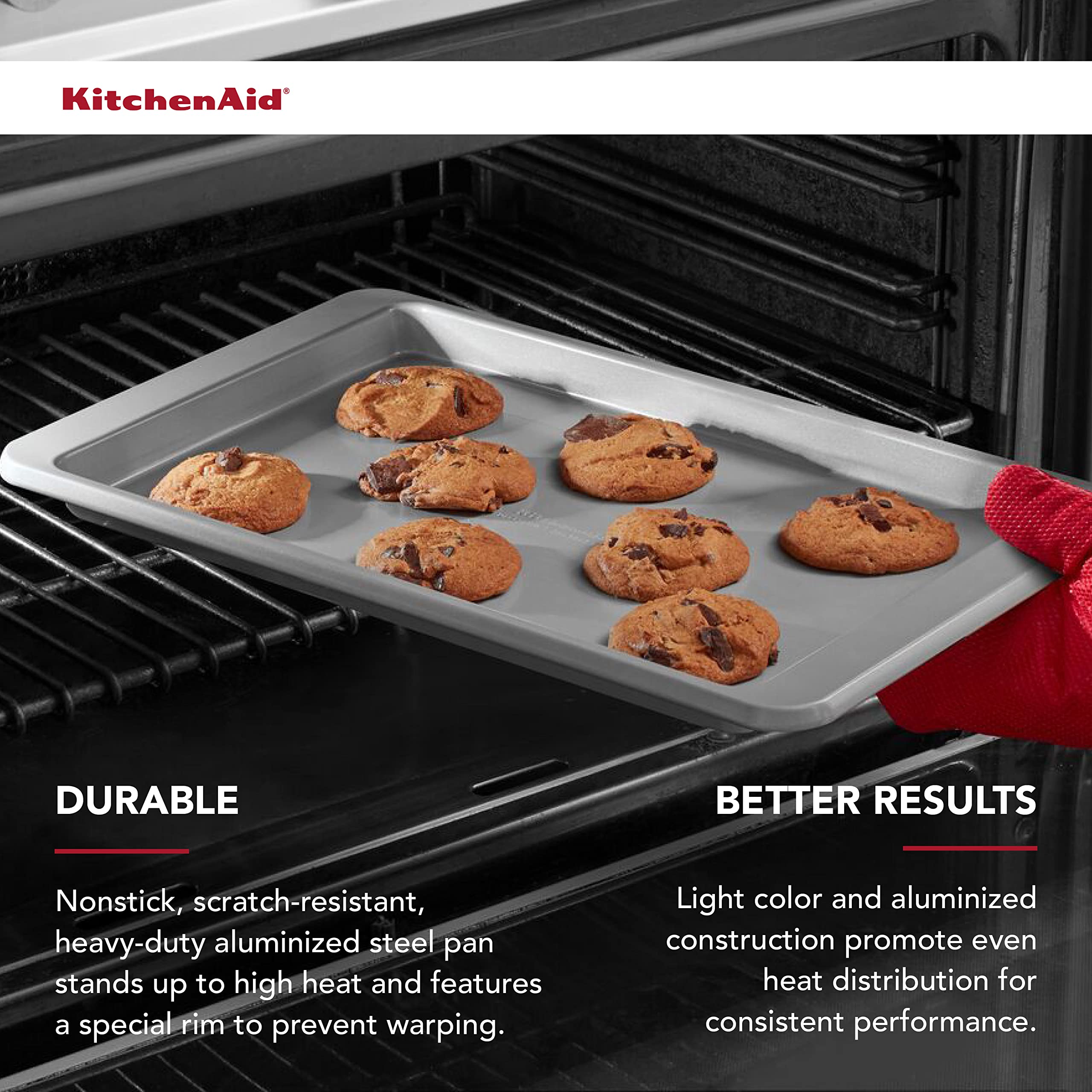 Foto 5 pulgar | Bandeja Para Hornear Kitchenaid Antiadherente De Acero Aluminizado De 25 X 38 Cm - Venta Internacional.