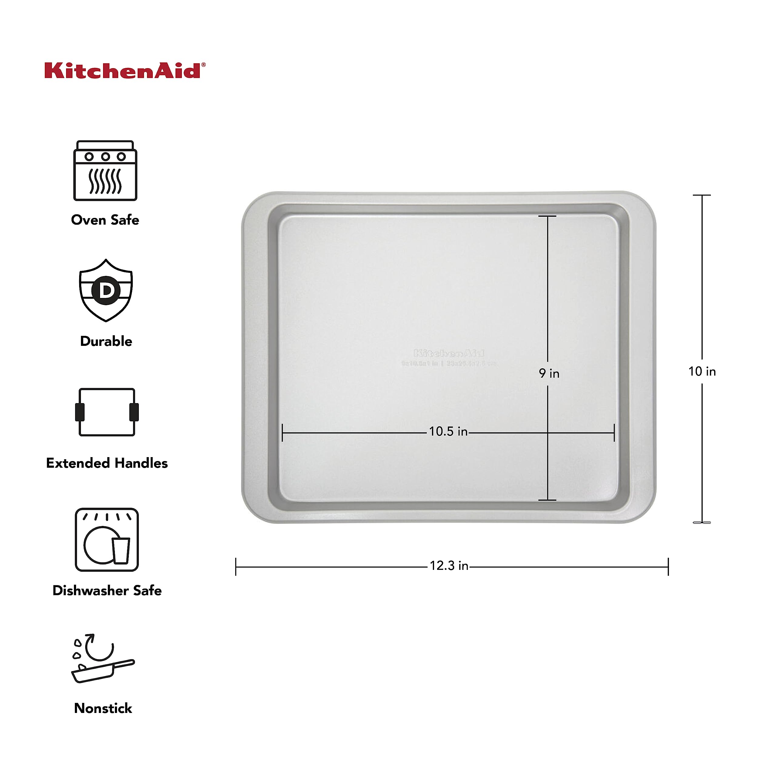 Foto 3 pulgar | Bandeja Para Hornear Kitchenaid Antiadherente De Acero Aluminizado De 31,2 X 25,4 Cm - Venta Internacional.