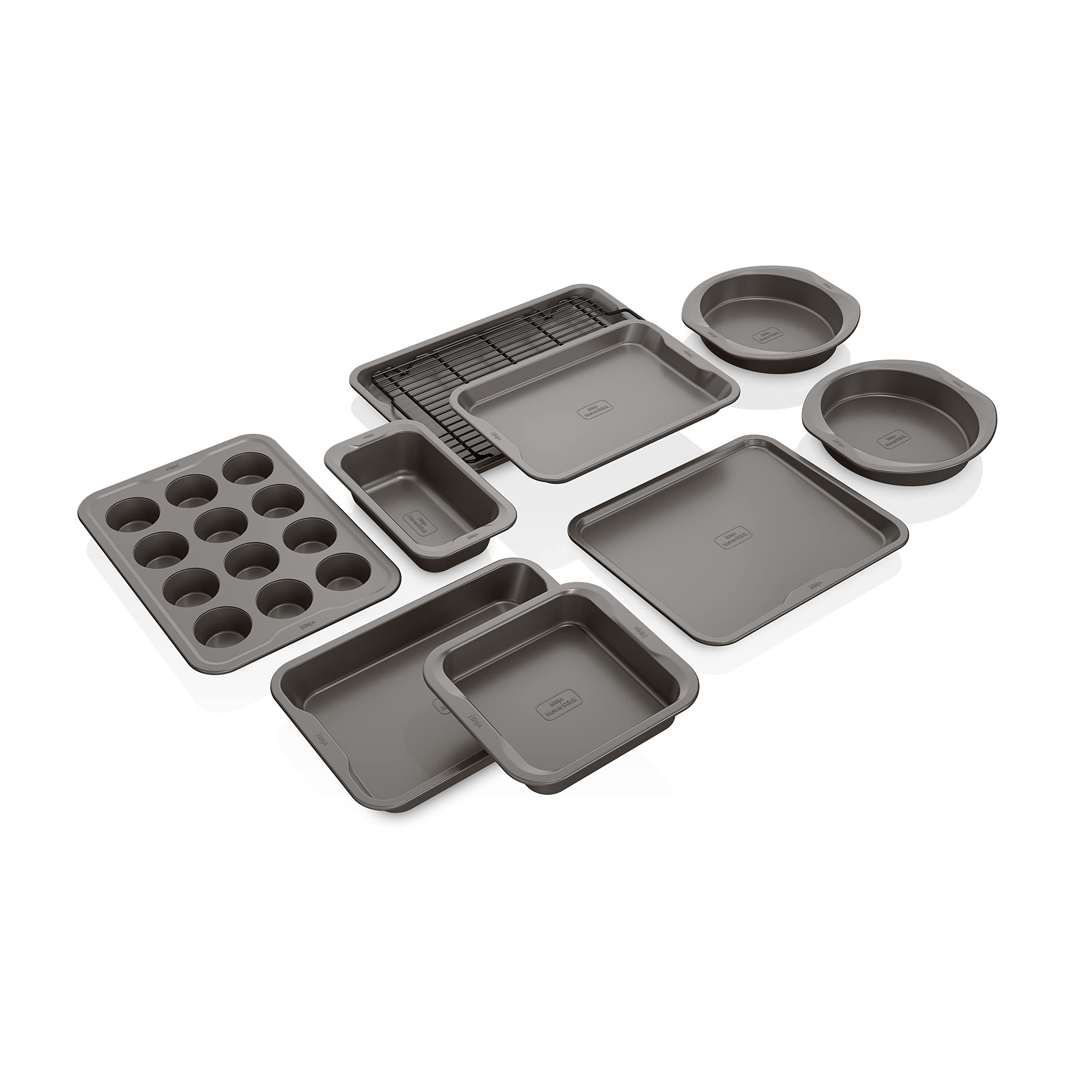 Juego De Utensilios Para Hornear Ninja Foodi Neverstick Premium De 10 Piezas, Color Gris - Venta Internacional.