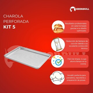 Foto 2 | Kit 5 Charolas Shorbull Perforadas Panadero