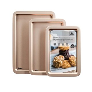 Foto 4 | Bandejas, Belug Charolas Para Reposteria Galletas, 3 Pzs Oro Dorado
