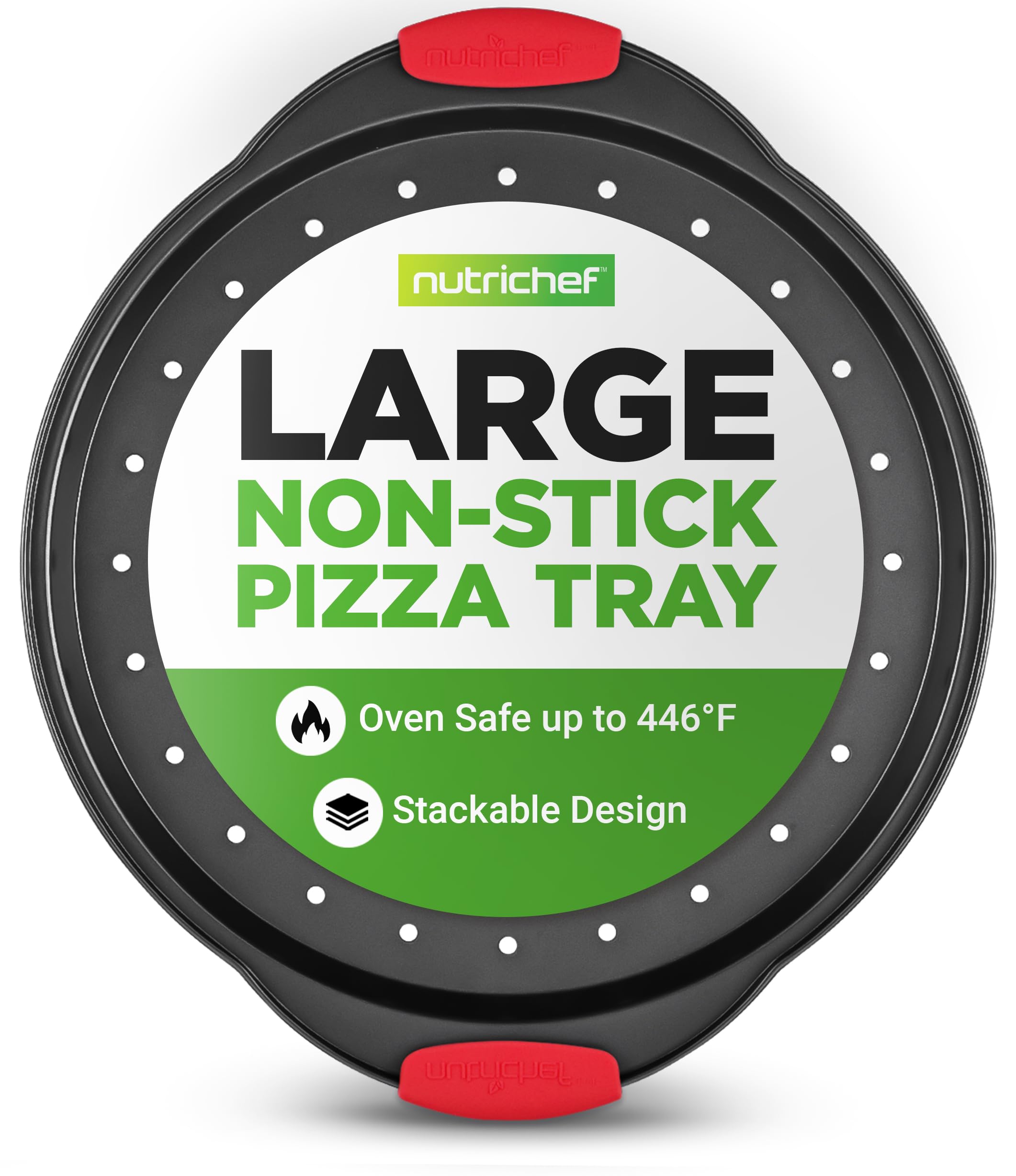 Foto 2 pulgar | Bandeja Para Pizza Nutrichef Ncbpiz1 Redonda De Acero Al Carbono De 33 Cm  Antiadherente - Venta Internacional.