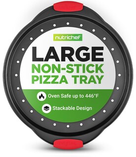 Foto 1 | Bandeja Para Pizza Nutrichef Ncbpiz1 Redonda De Acero Al Carbono De 33 Cm Antiadherente - Venta Internacional.