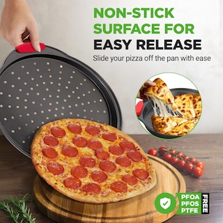 Foto 4 | Bandeja Para Pizza Nutrichef Ncbpiz1 Redonda De Acero Al Carbono De 33 Cm Antiadherente - Venta Internacional.