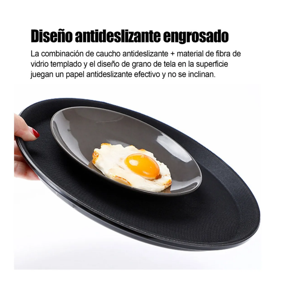 Foto 3 | 2 Charola Antideslizante De 14 Pulgadas/35 Cm Para Mesero Belug Color Negro