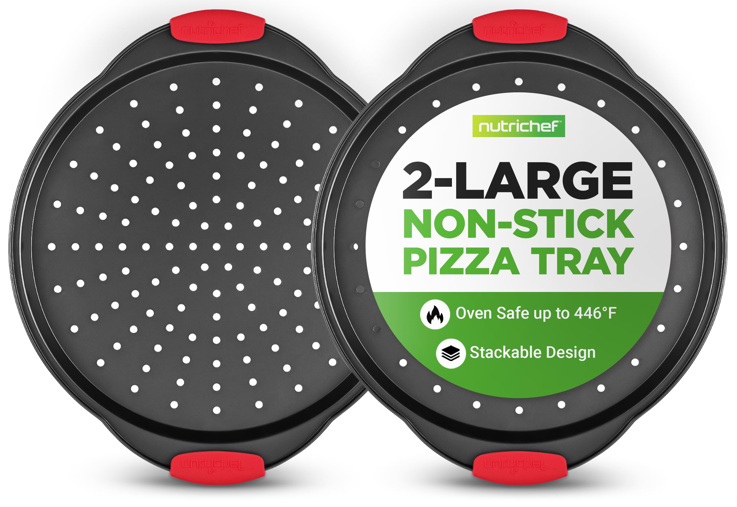 Foto 2 pulgar | Bandeja Para Pizza Nutrichef Ncbpizx2 De Acero Al Carbono  33 Cm  Antiadherente - Venta Internacional.