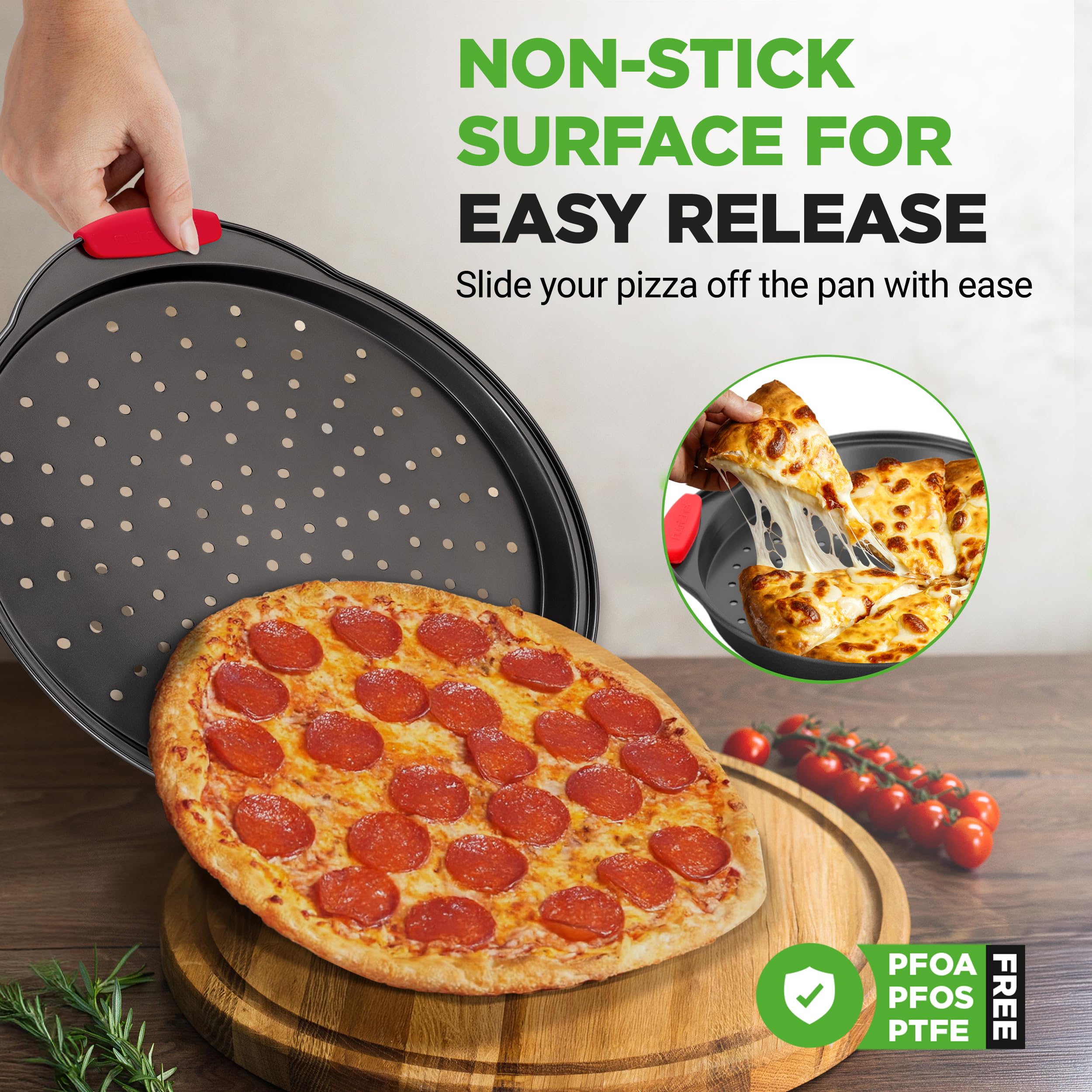 Foto 5 pulgar | Bandeja Para Pizza Nutrichef Ncbpizx2 De Acero Al Carbono  33 Cm  Antiadherente - Venta Internacional.