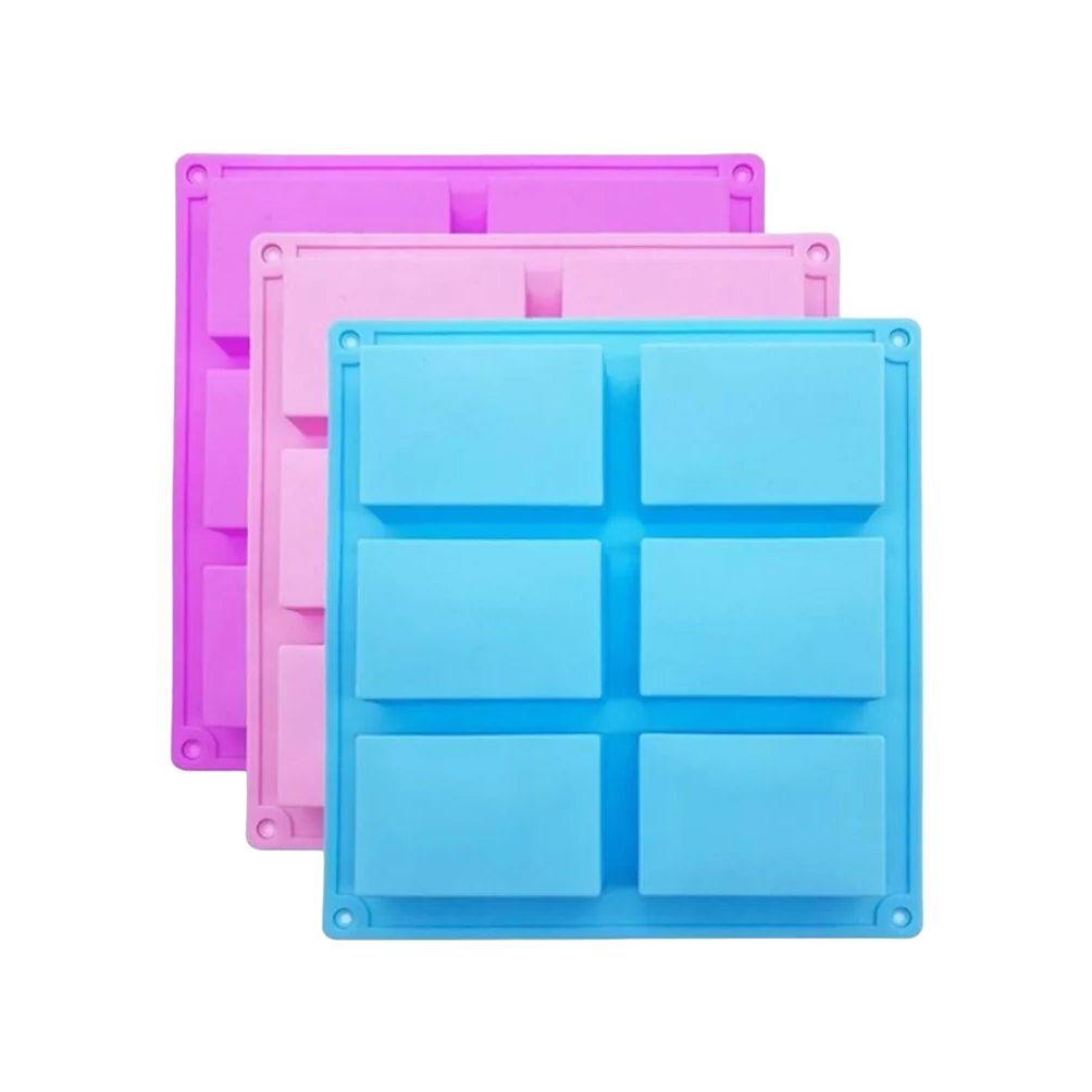 Moldes de Silicón Rectangulares Belug Multicolor 3 Piezas de 6 Cavidades cada Una