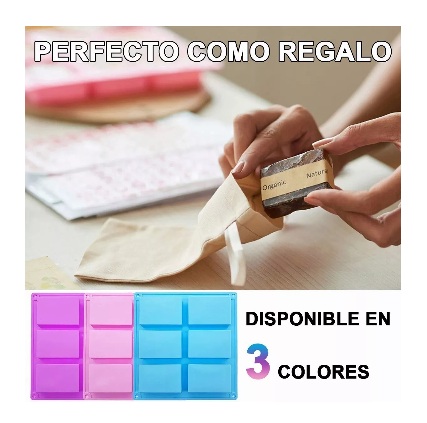 Foto 5 pulgar | Moldes de Silicón Rectangulares Belug Multicolor 3 Piezas de 6 Cavidades cada Una