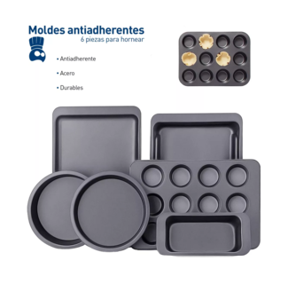 Foto 3 | Charola Moldes para Hornear Postres Juego De 6 Pza color Negro