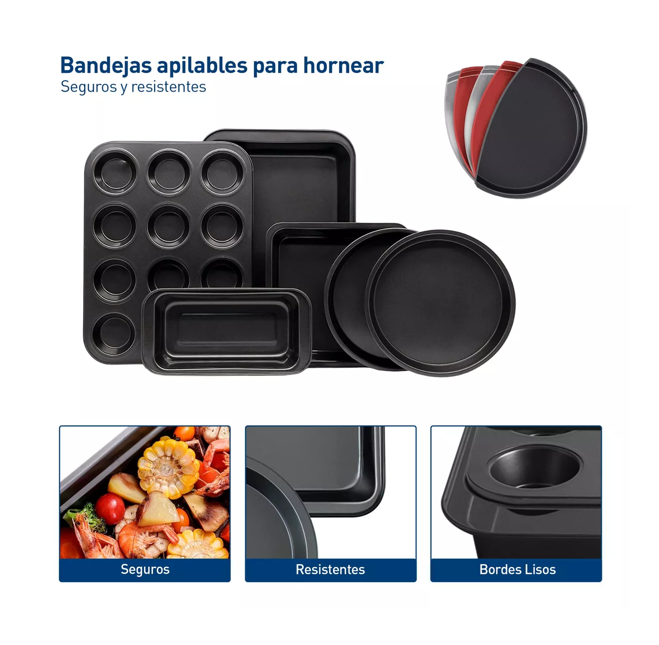 Foto 4 | Charola Moldes para Hornear Postres Juego De 6 Pza color Negro