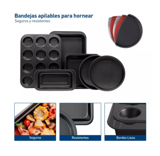 Foto 4 | Charola Moldes para Hornear Postres Juego De 6 Pza color Negro