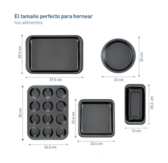 Foto 5 | Charola Moldes para Hornear Postres Juego De 6 Pza color Negro