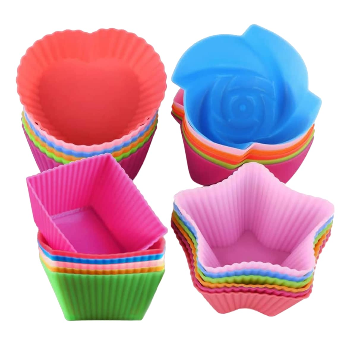 Moldes Para Cupcakes O Muffins Reutilizable De Silicona 24 Pzs, Multicolor $489