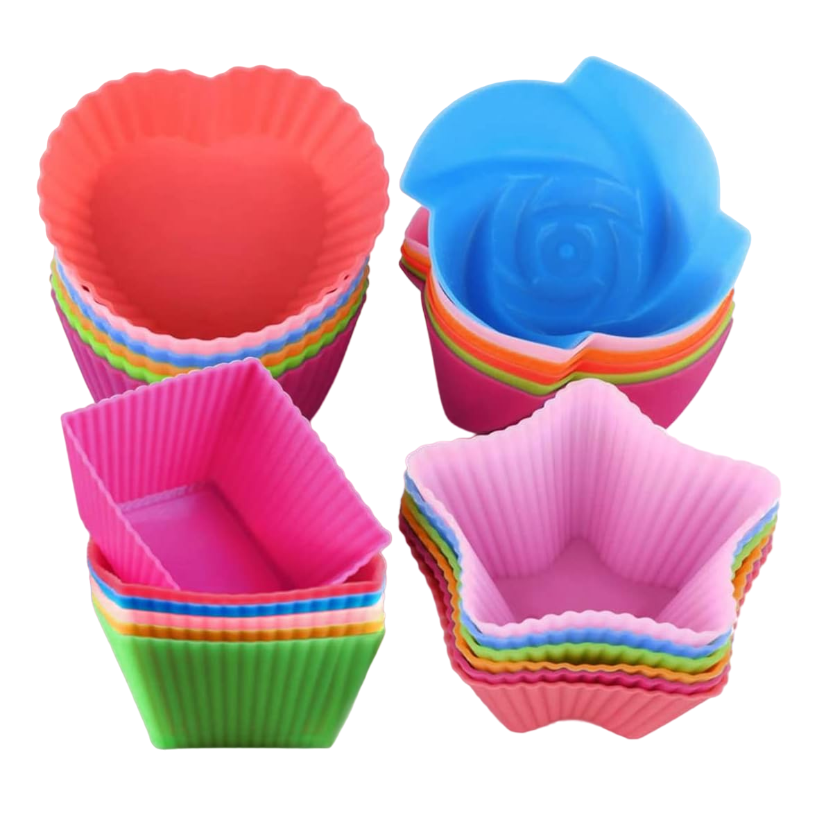 Moldes Para Cupcakes O Muffins Reutilizable De Silicona 24 Pzs, Multicolor