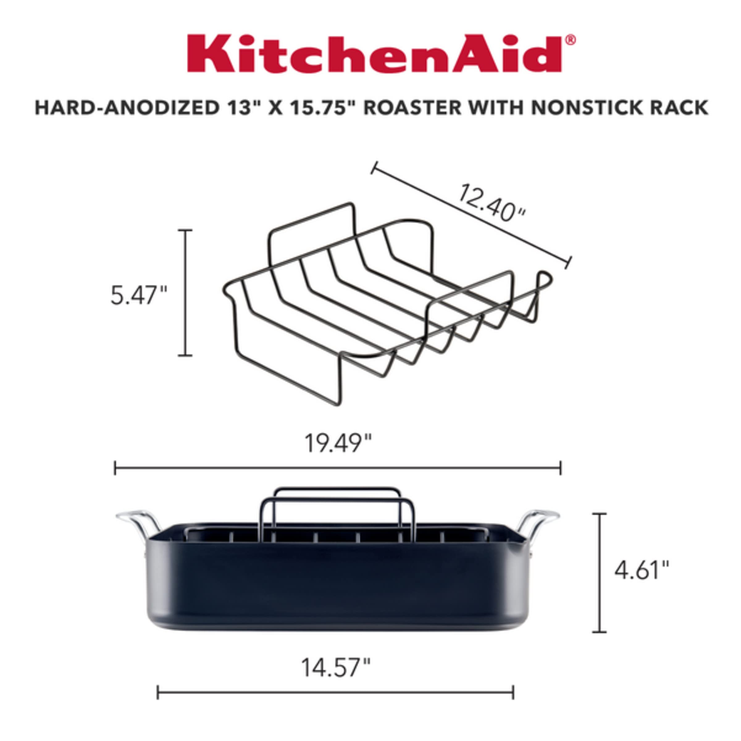 Foto 3 | Sartén Para Asar Kitchenaid Dura Anodizada Con Rejilla Extraíble - Venta Internacional.