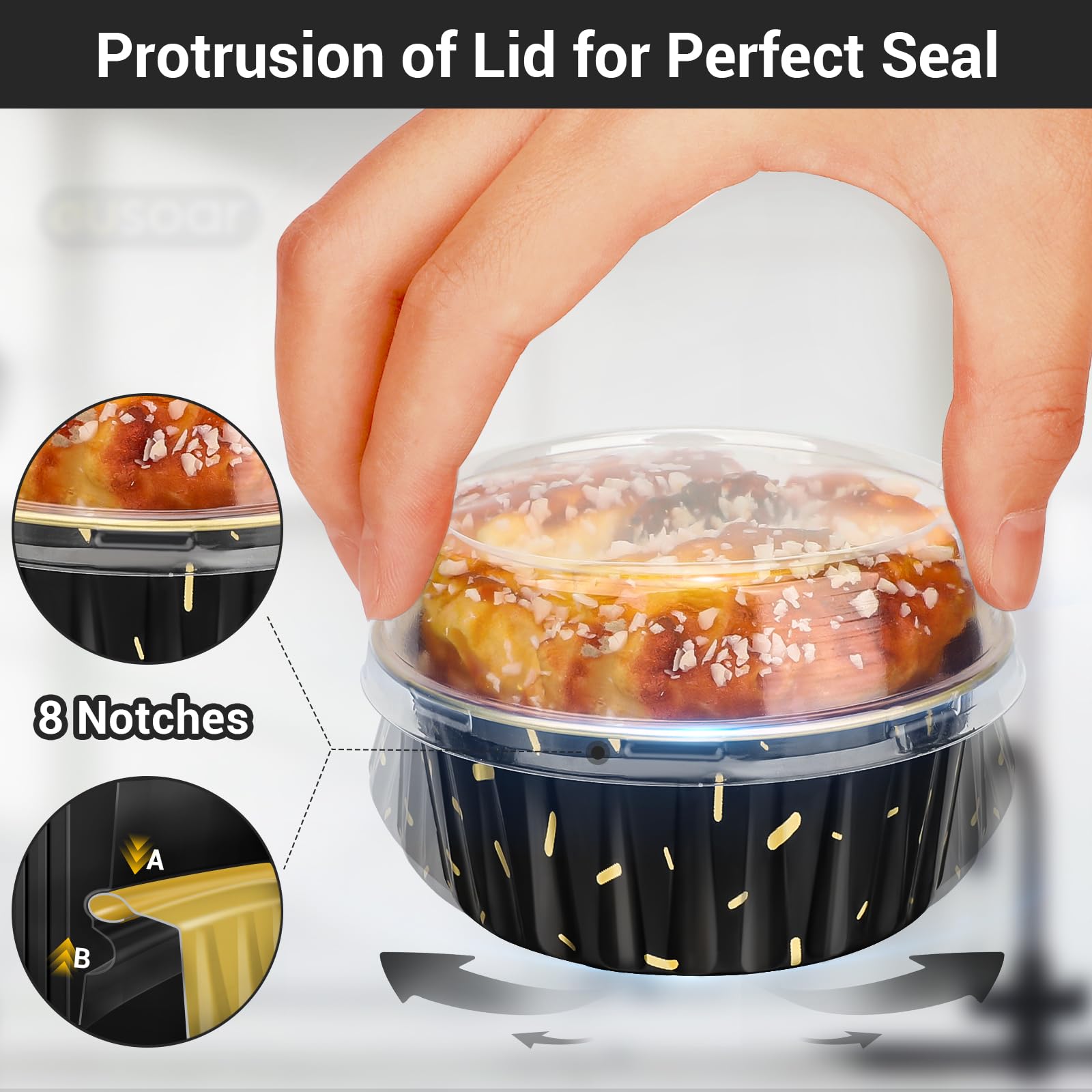 Foto 5 pulgar | Moldes Para Hornear Eusoar En Papel De Aluminio, 125 Ml, 100 Unidades, Con Tapas - Venta Internacional.